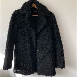 Topshop tall borg teddy coat black
